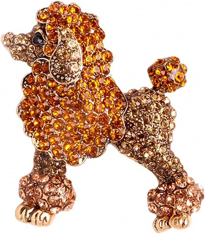 Sparkling Rhinestone Poodle Dog Brooches Women Christmas Animal Brooch Pins
