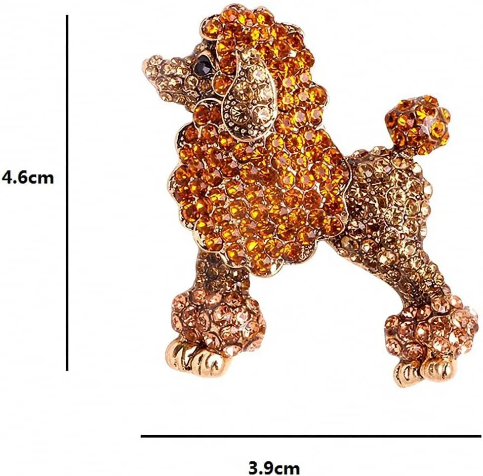 Sparkling Rhinestone Poodle Dog Brooches Women Christmas Animal Brooch Pins
