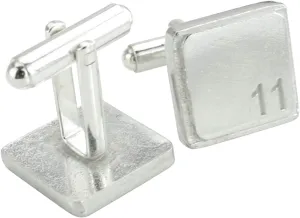 Square Cufflinks with 11 Engraved - 11th Anniversary