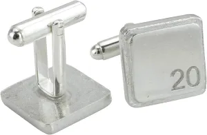 Square Cufflinks with 20 Engraved - 20th Anniversary