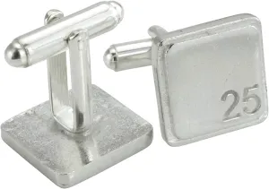 Square Cufflinks with 25 Engraved - 25th Anniversary