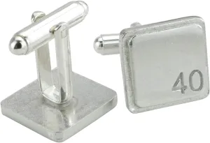 Square Cufflinks with 40 Engraved - 40th Anniversary