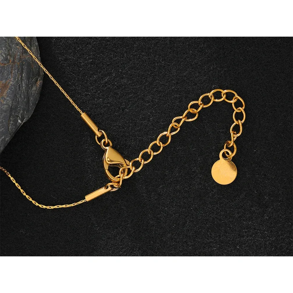 Stainless Steel Natural Freshwater Pearl Round Chic Pendant Necklace for Women Elegant Delicate Stylish Jewelry Gift