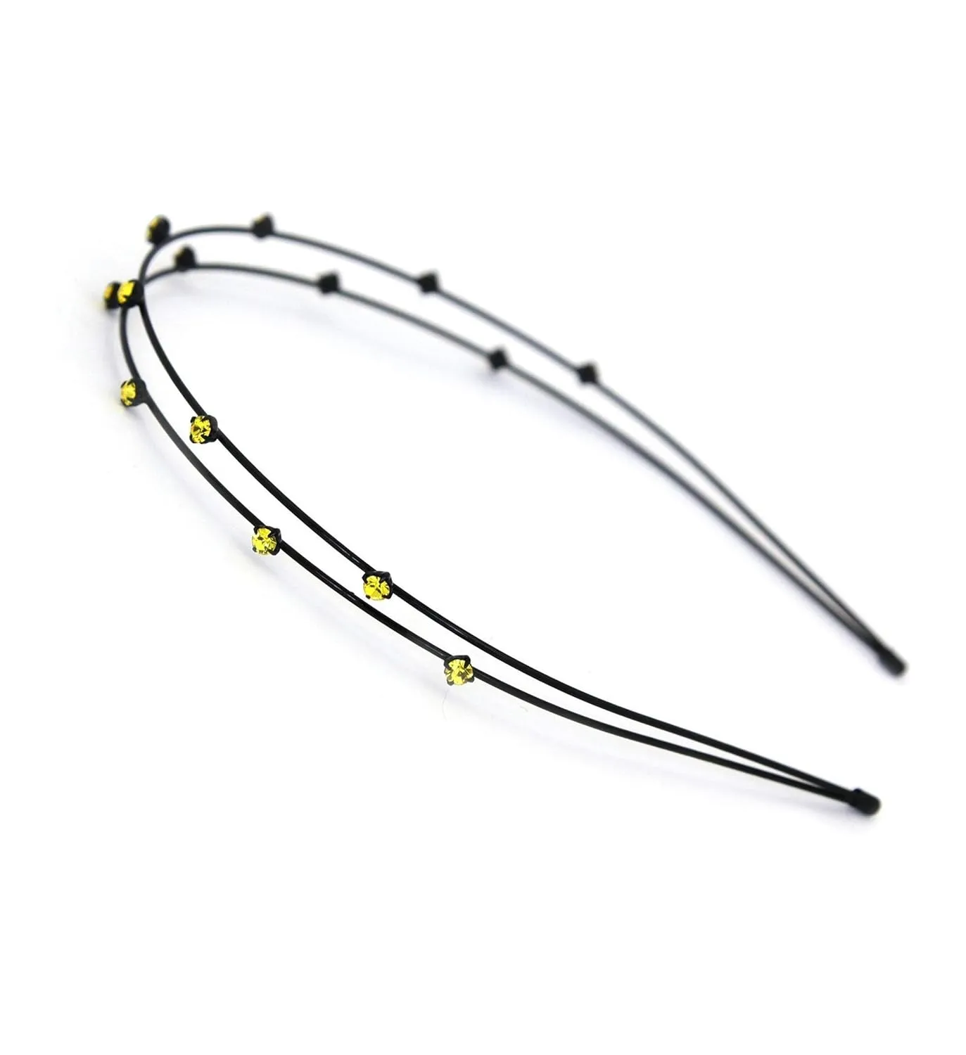 STARGAZER Headband Head Hair Bands - Black Plastic Crystal Rhinestones Decorative Boho Wrap Hairband Fashion Accessories Set for Women Girls AC8003 Yellow