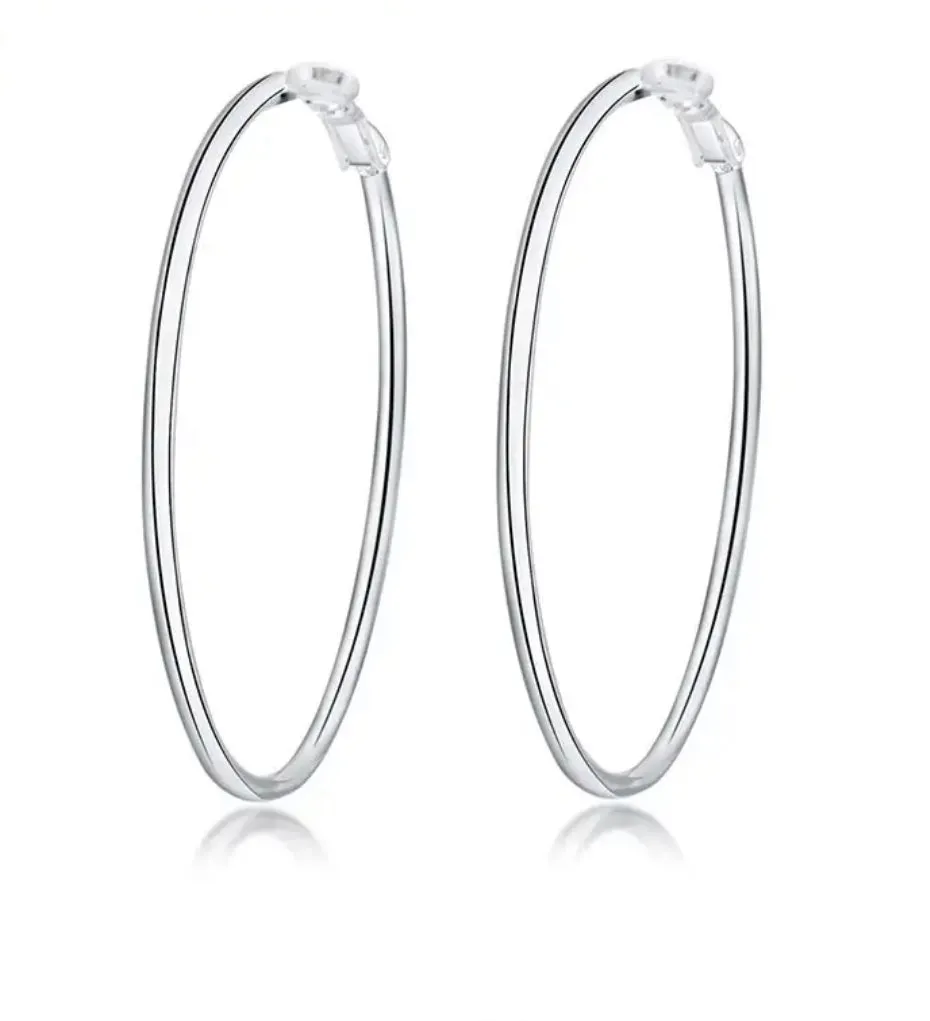STERLING SILVER 70MM HOOP EARRINGS