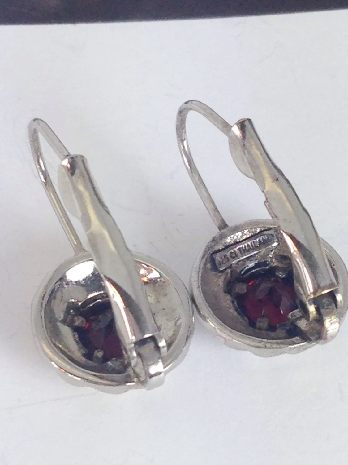 Sterling Silver and Garnet Circle Earrings