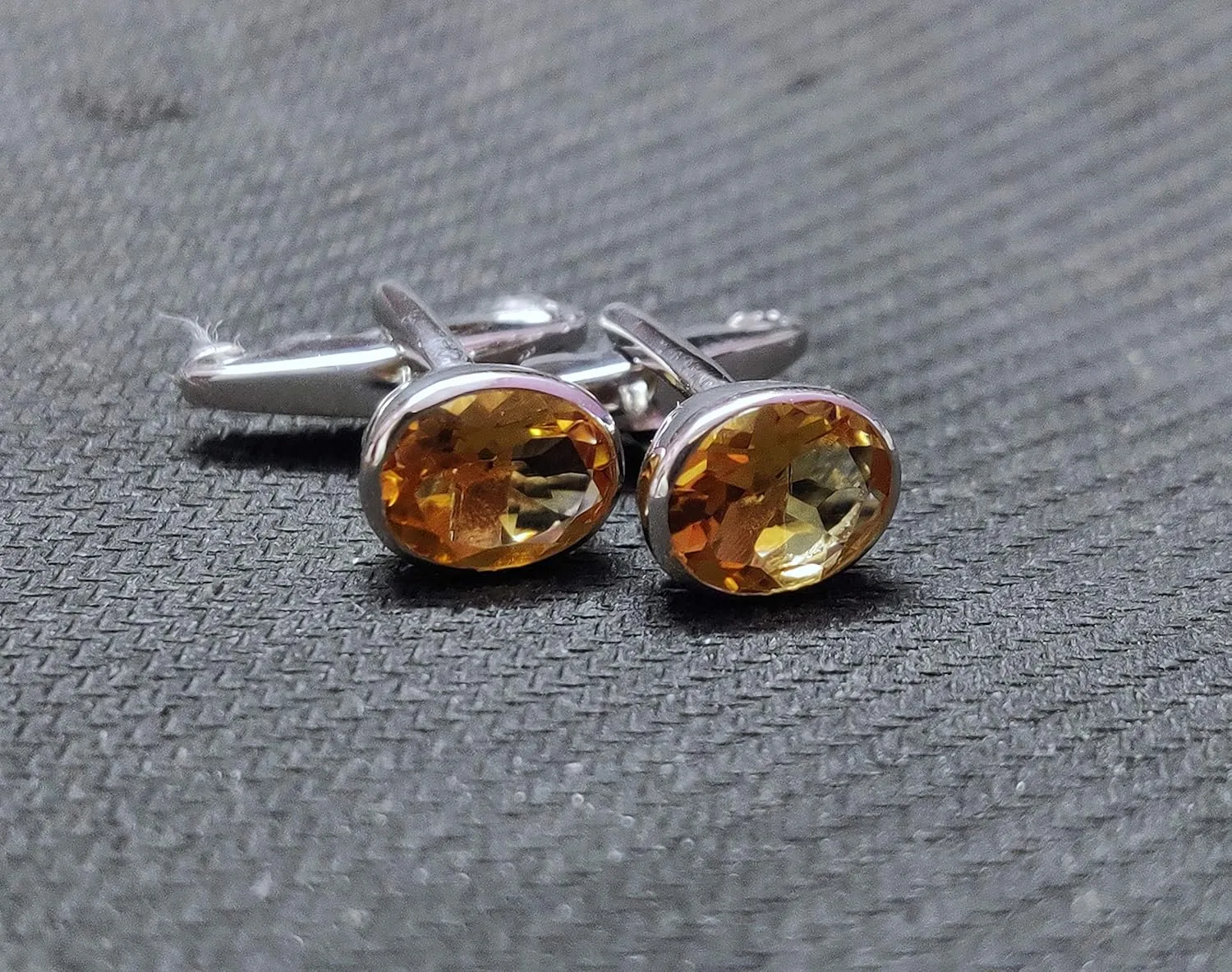 Sterling Silver Citrine Cufflinks 8x10 mm Citrine Cufflinks Wedding Cufflinks For Groom Best Man Cufflinks Fathers Day Gifts