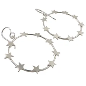 Sterling Silver Star Hoop Earrings