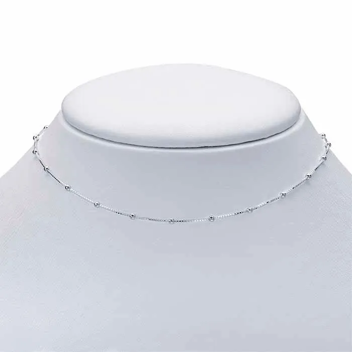 Sterling Silver Tin-Cup Box Chain Choker Necklace