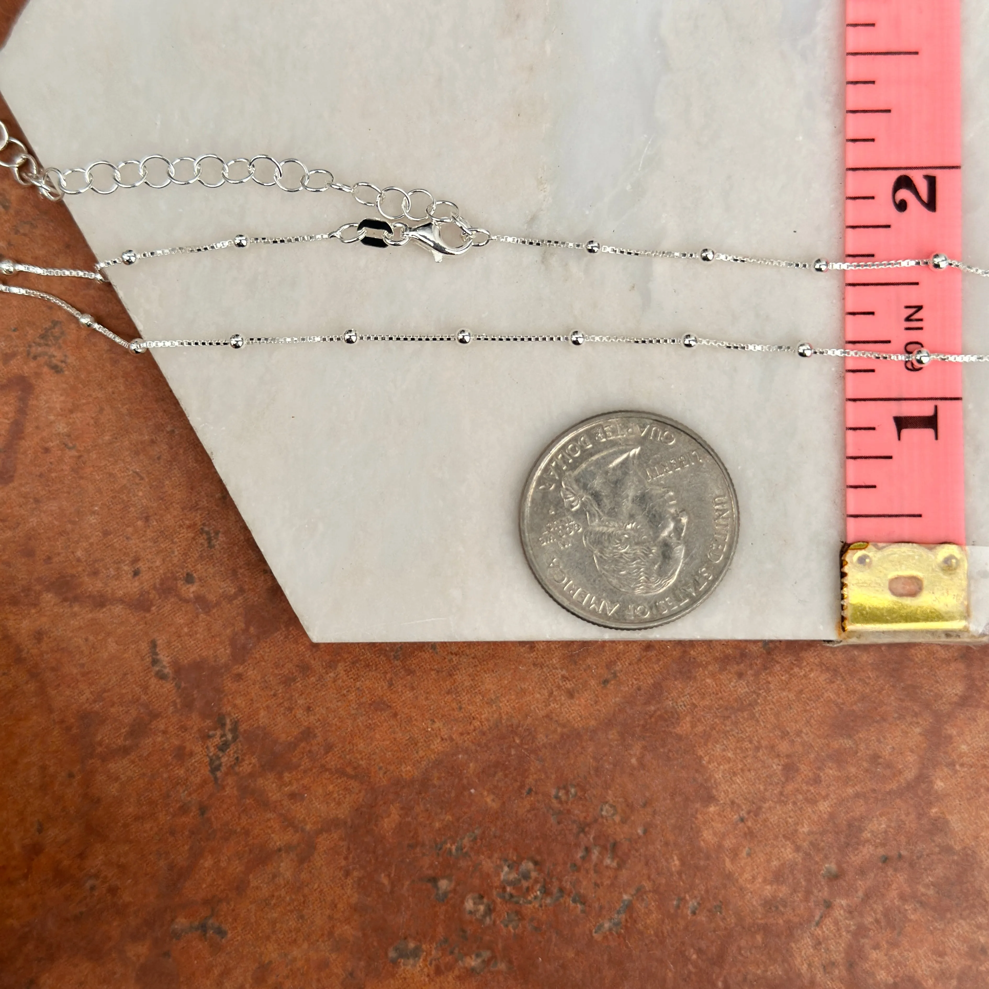Sterling Silver Tin-Cup Box Chain Choker Necklace