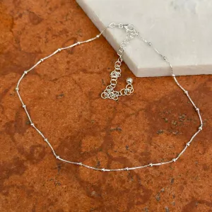 Sterling Silver Tin-Cup Box Chain Choker Necklace
