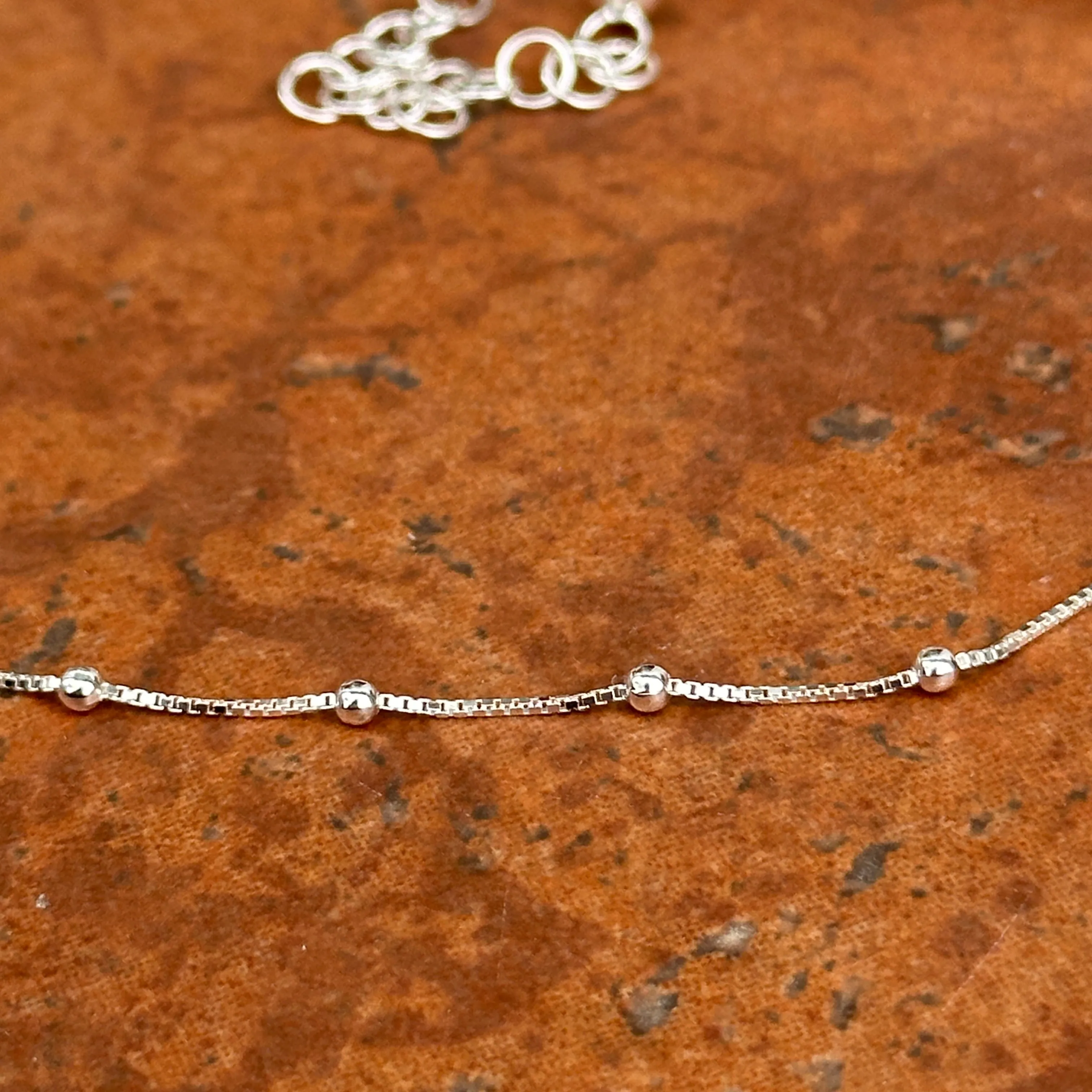 Sterling Silver Tin-Cup Box Chain Choker Necklace