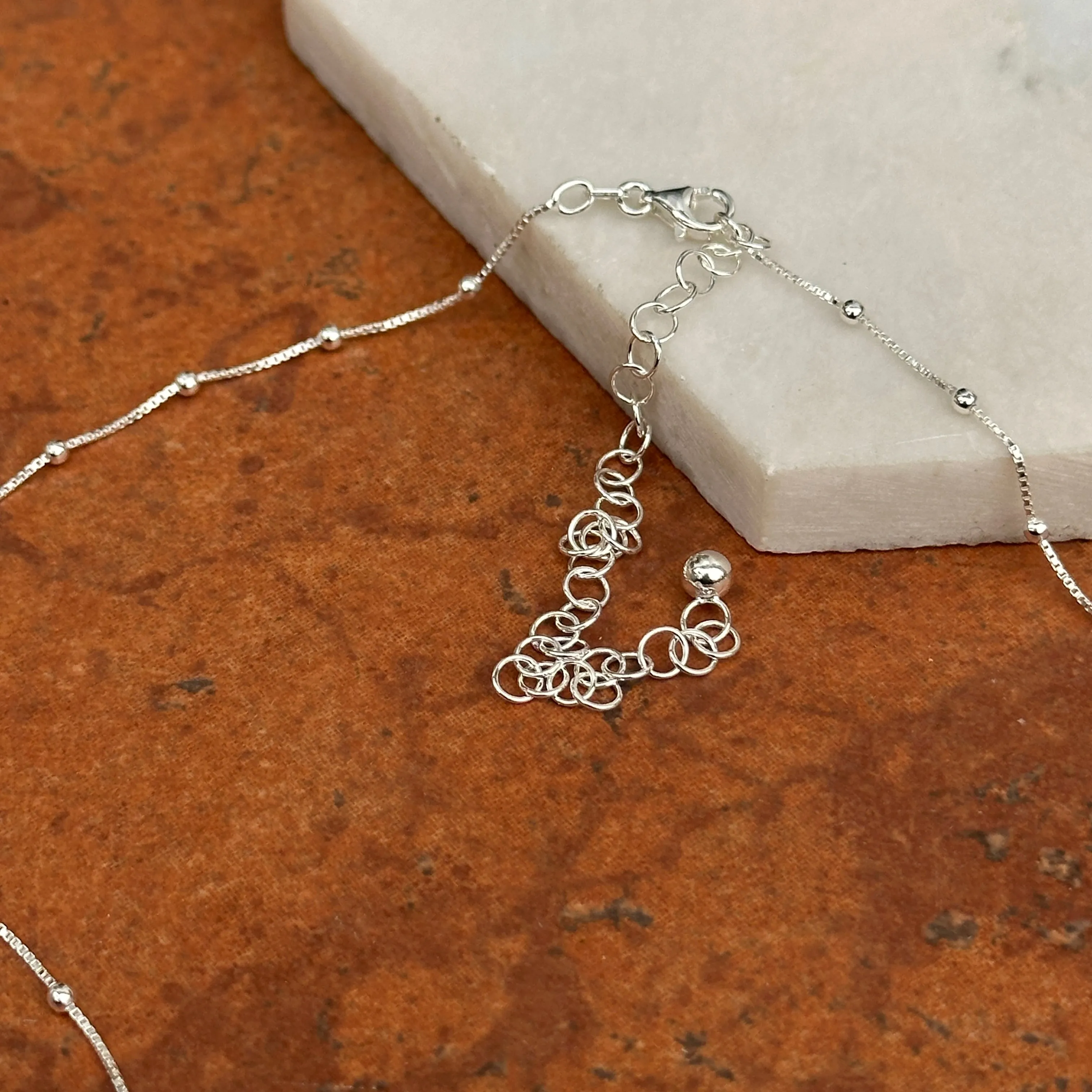 Sterling Silver Tin-Cup Box Chain Choker Necklace