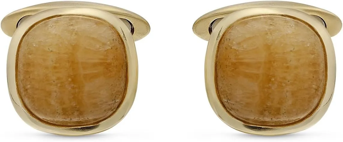 Stone Cufflinks for Men - Available in 14K Yellow Gold Vermeil on 925 Sterling Silver Cufflinks for Gathering, Occasions, Festivals, Wedding and Best Jewelry Gift Delightful Looks