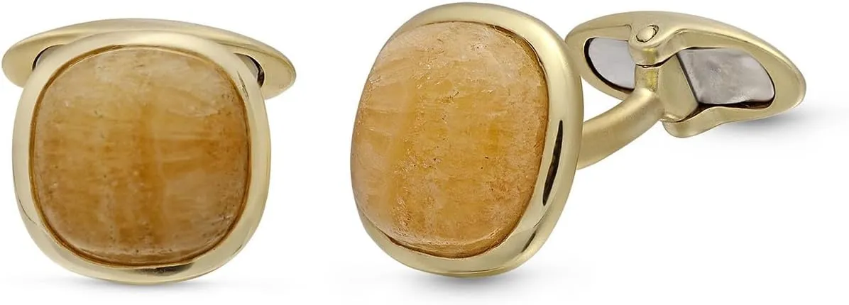 Stone Cufflinks for Men - Available in 14K Yellow Gold Vermeil on 925 Sterling Silver Cufflinks for Gathering, Occasions, Festivals, Wedding and Best Jewelry Gift Delightful Looks