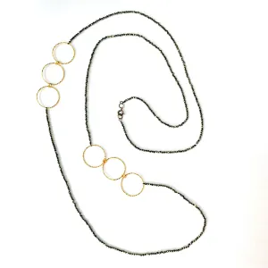 Sue Rosengard Pyrite Beaded Necklace with Gold Vermeil Rings