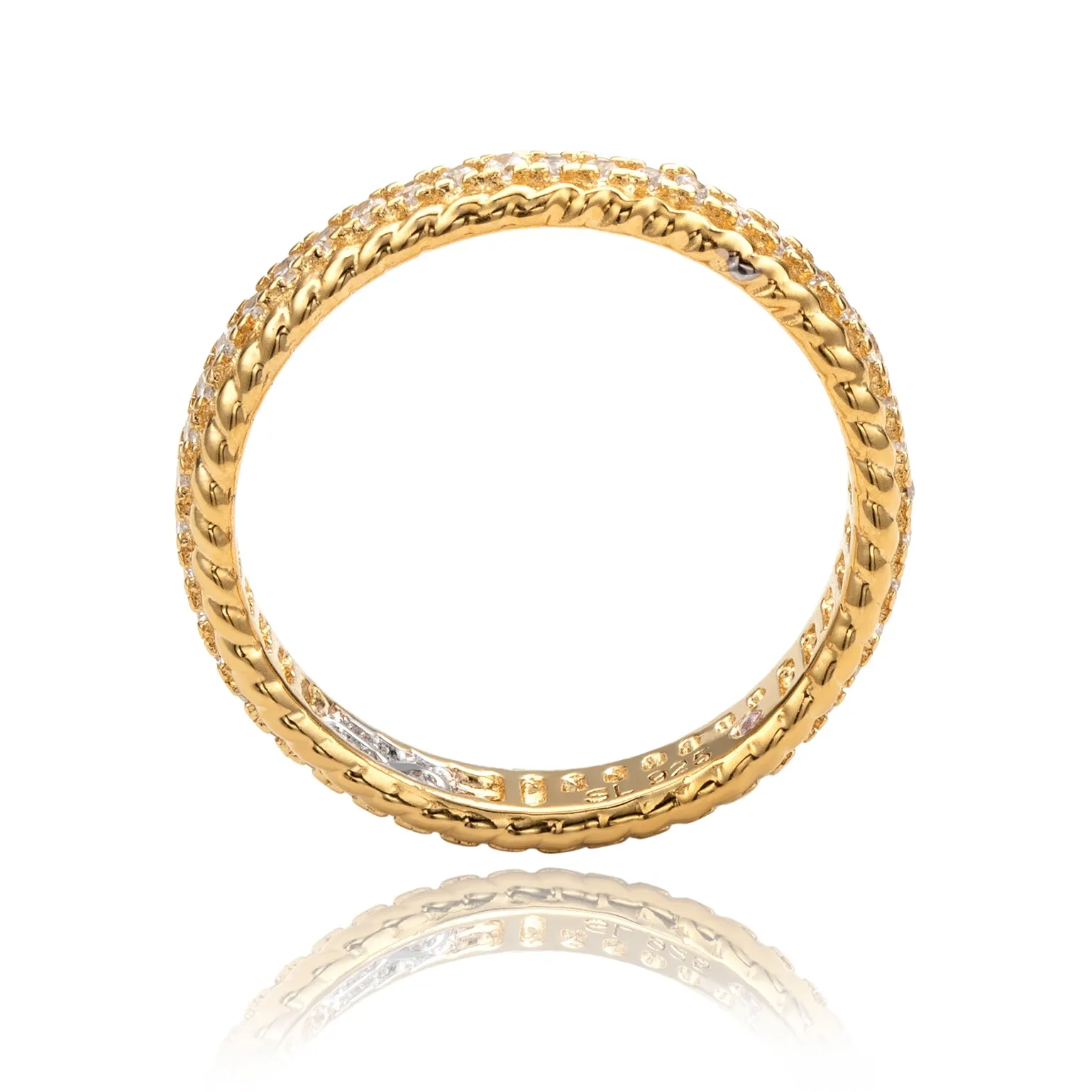 Suzy Levian Yellow Sterling Silver Cubic Zirconia French Filigree Eternity Band