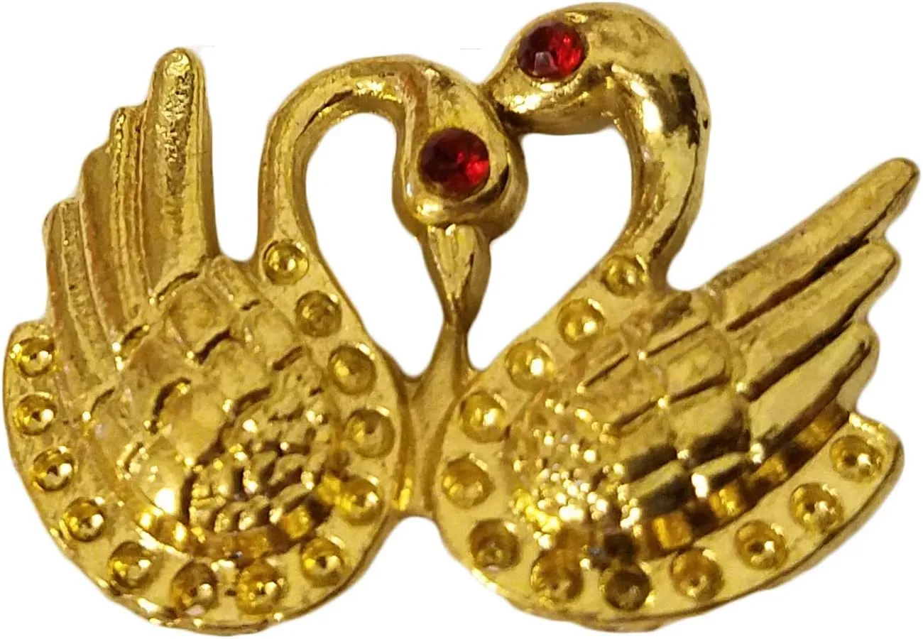 Swans with Ruby Gemstone Eyes Gold Brass-Plated Jewelry Pin Brooch (Pack of 10)