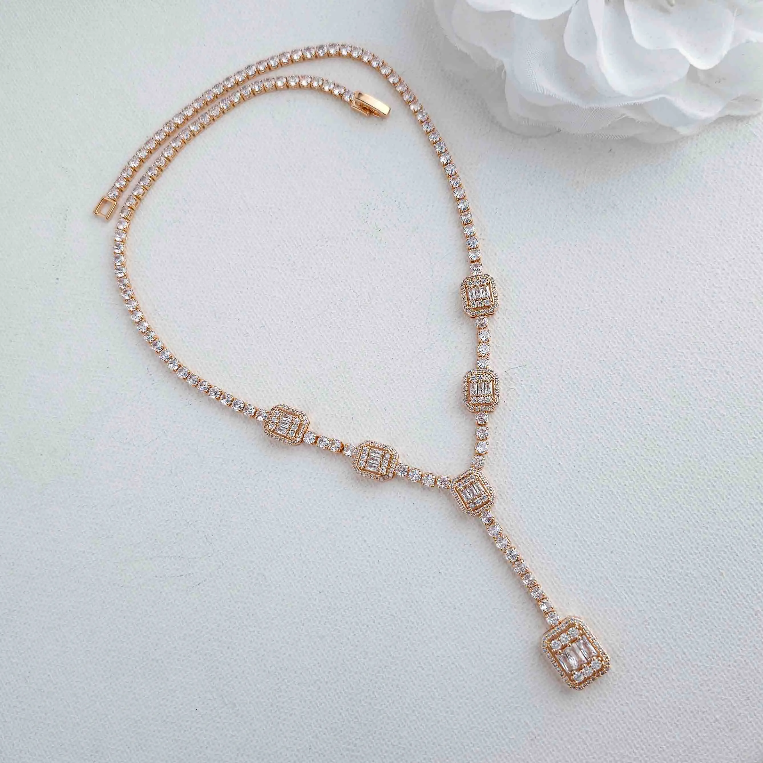 “T” Drop Necklace for Wedding and Formal-Edith