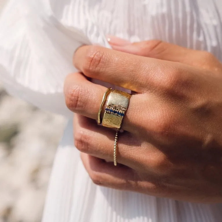 Thin Caviar Beaded Ring