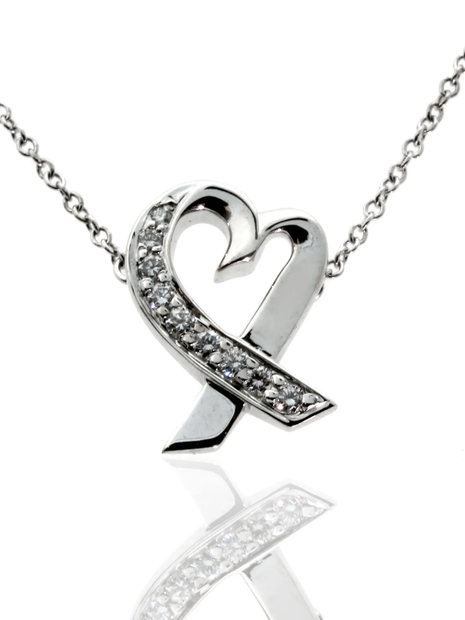 Tiffany & Co Loving Heart Diamond Necklace 18k White Gold by Paloma Picasso