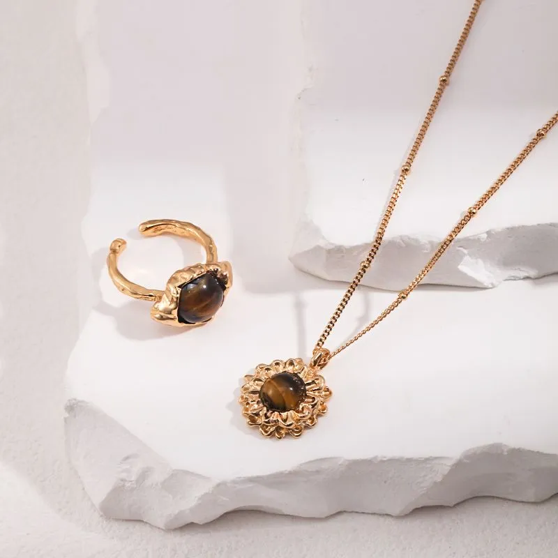 Tiger's Eye Ring 18k Gold Vermeil