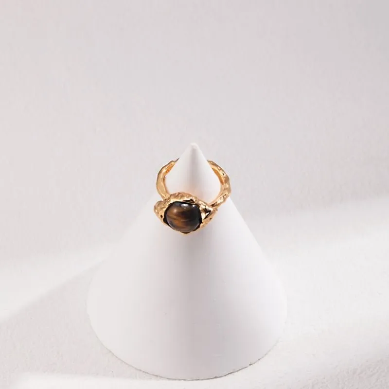 Tiger's Eye Ring 18k Gold Vermeil
