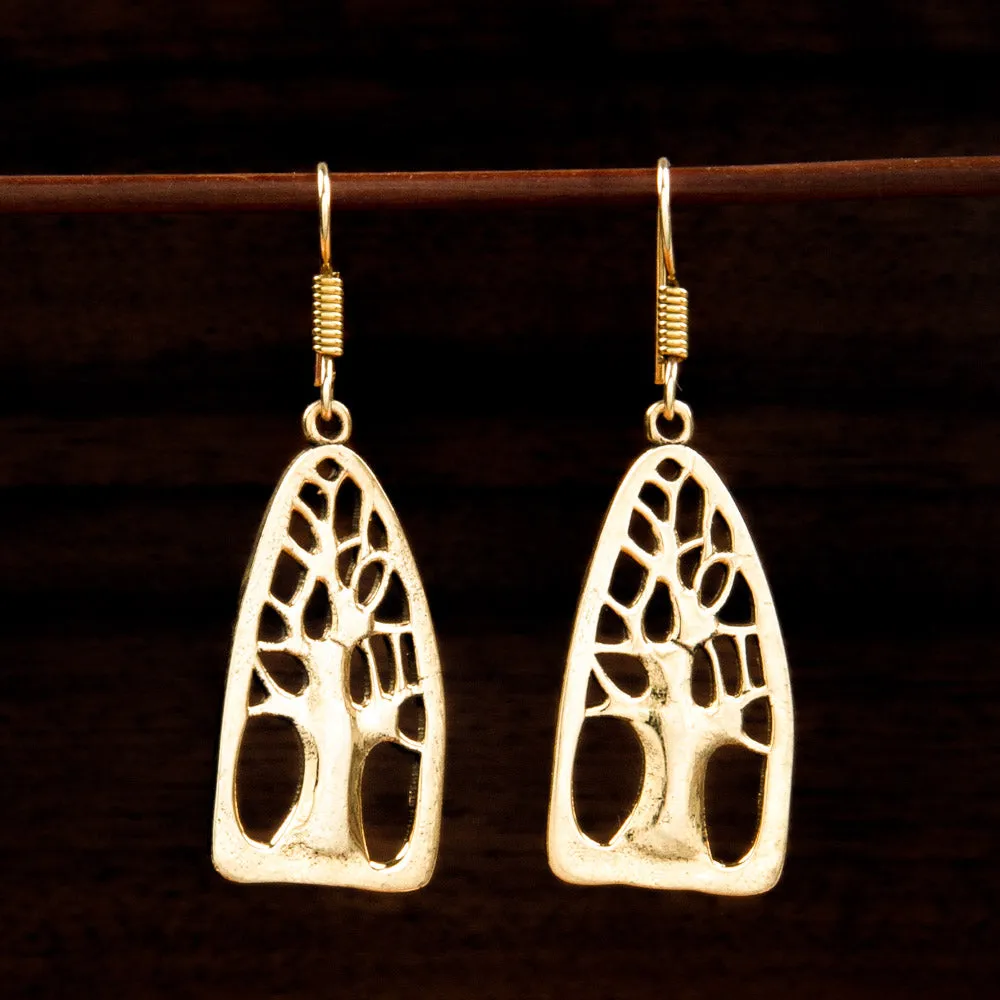 Tree Of Life Brass Earrings