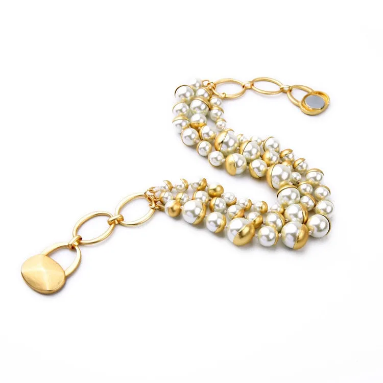 Trendy Vintage Chain  Choker Pearl Necklaces