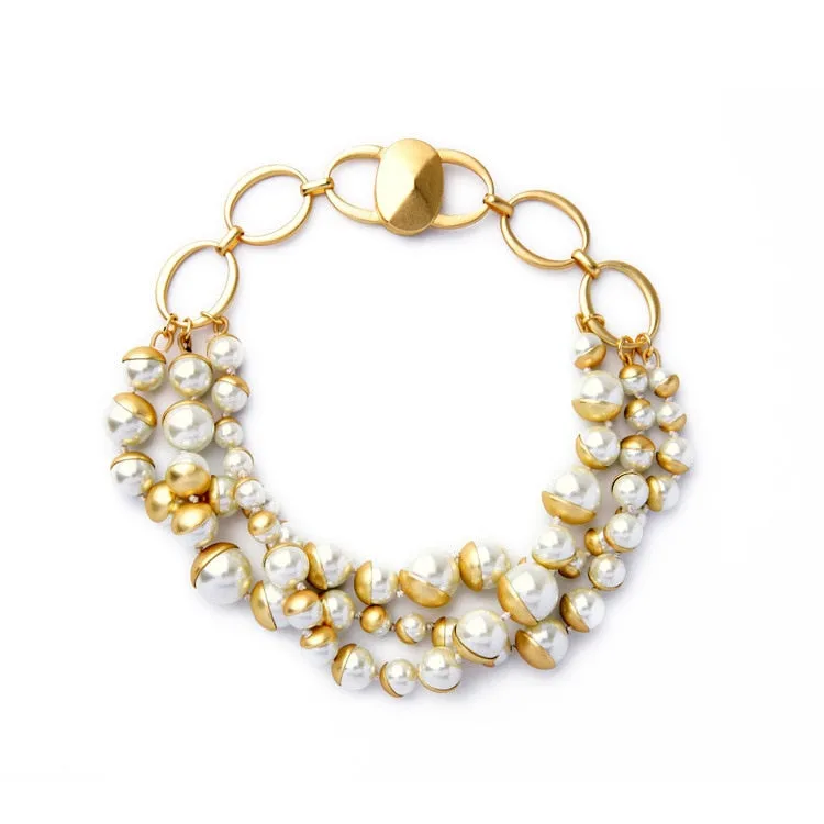 Trendy Vintage Chain  Choker Pearl Necklaces
