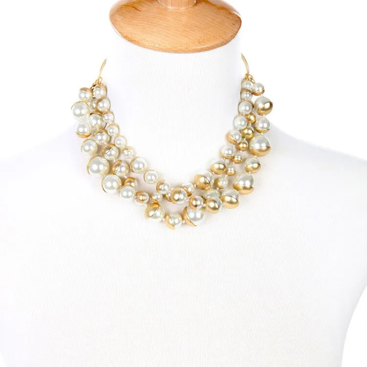 Trendy Vintage Chain  Choker Pearl Necklaces