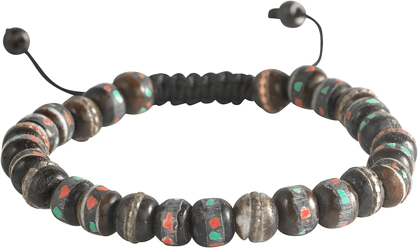 Tribe Azure Fair Trade Tibetan Embedded Yak Bone Medicine Wrist Mala Bracelet Meditation Healing Prayer Beads
