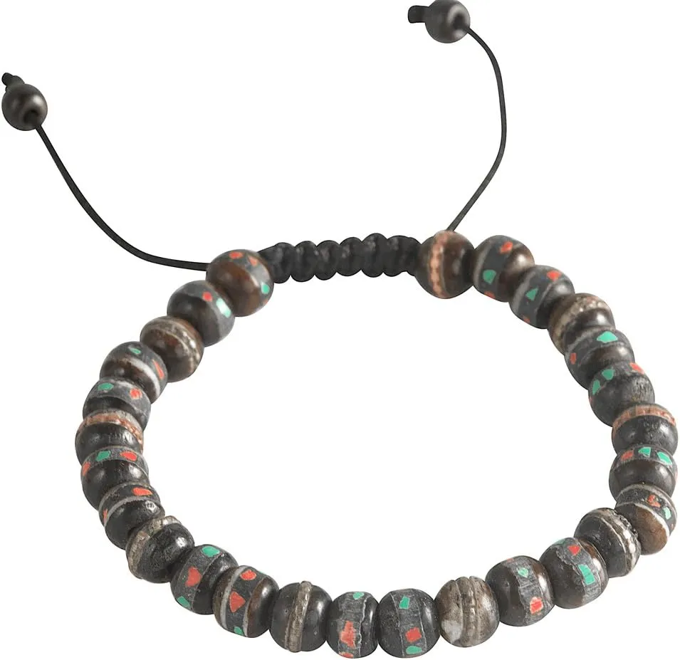 Tribe Azure Fair Trade Tibetan Embedded Yak Bone Medicine Wrist Mala Bracelet Meditation Healing Prayer Beads