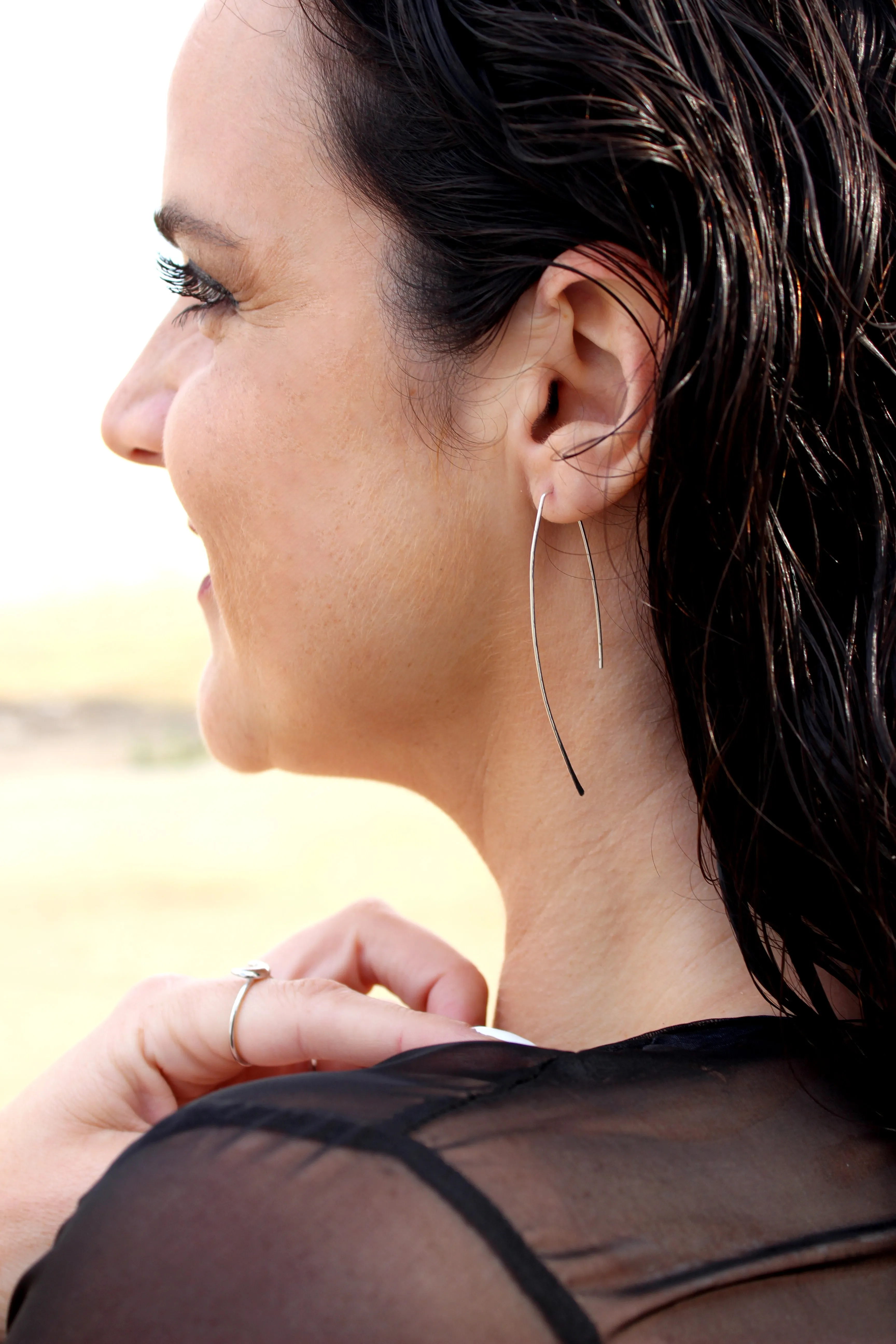 Triumph // Arc Threader Earrings, Modern Hoops, Gold or Silver, Hand Forged // BH-E027