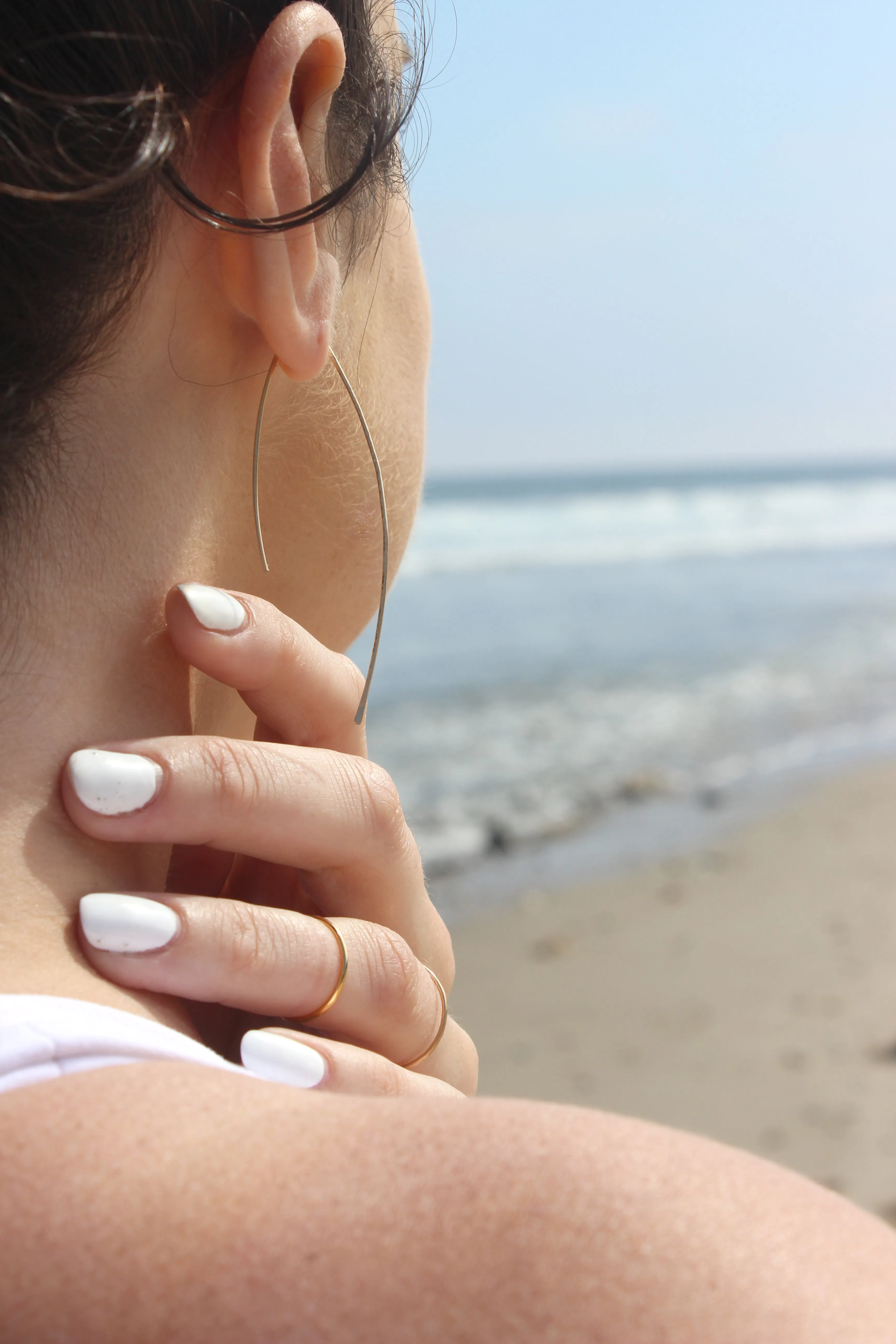 Triumph // Arc Threader Earrings, Modern Hoops, Gold or Silver, Hand Forged // BH-E027