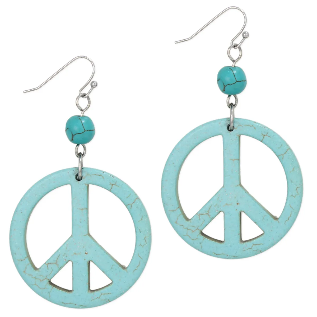 Turquoise Serenity Peace Sign Earrings