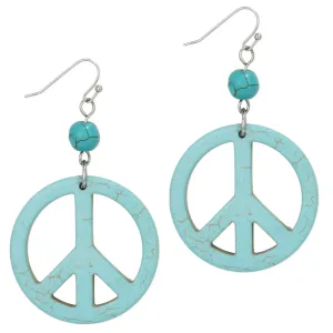 Turquoise Serenity Peace Sign Earrings