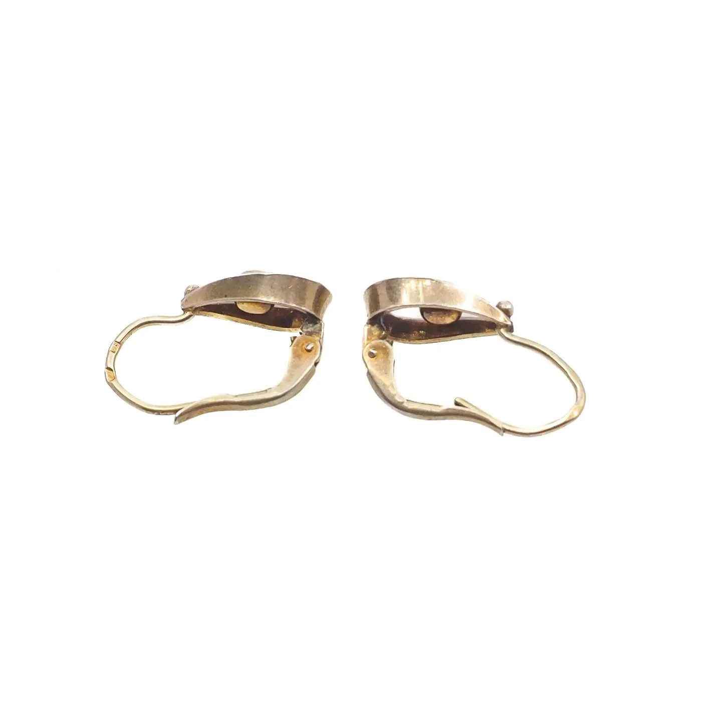 Vintage 1980s Bohemian Garnet and 900 Silver Gold Wash Pierced Small Earrings - 80s Red Czech Garnet Drop Earrings