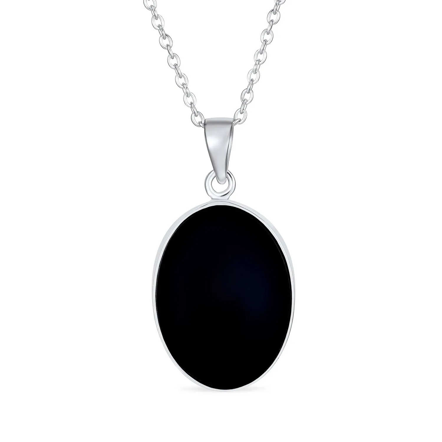 Vintage Antique Style Black Onyx Kitten Cameo Pendant Necklace in Silver