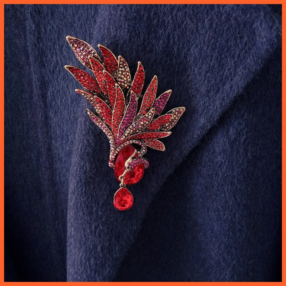 Vintage Crystal Phoenix Wings Brooches Badges For Women