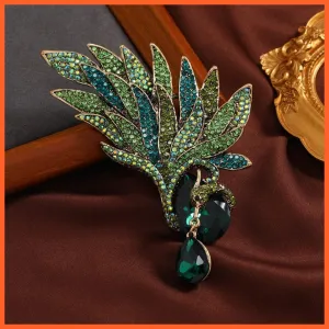 Vintage Crystal Phoenix Wings Brooches Badges For Women
