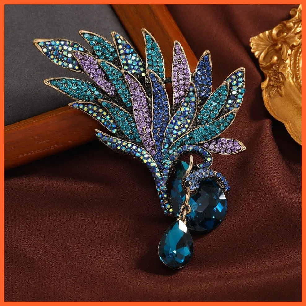 Vintage Crystal Phoenix Wings Brooches Badges For Women