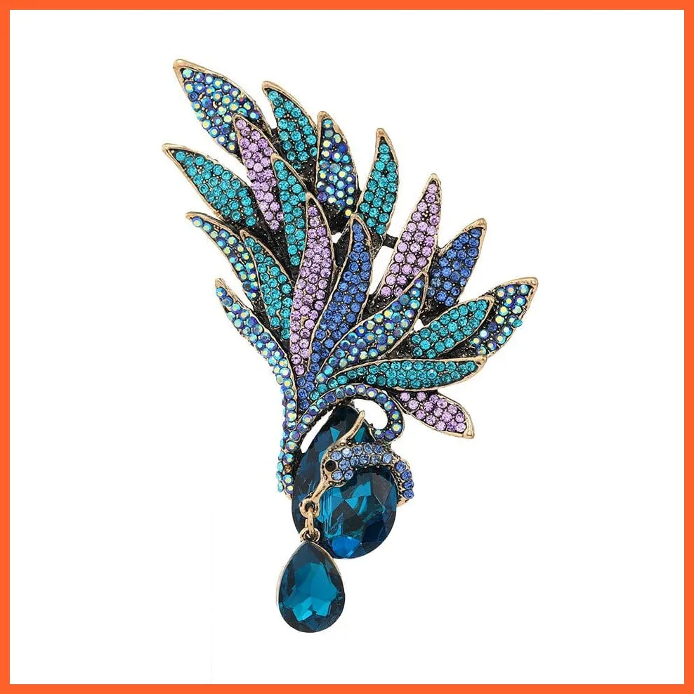 Vintage Crystal Phoenix Wings Brooches Badges For Women