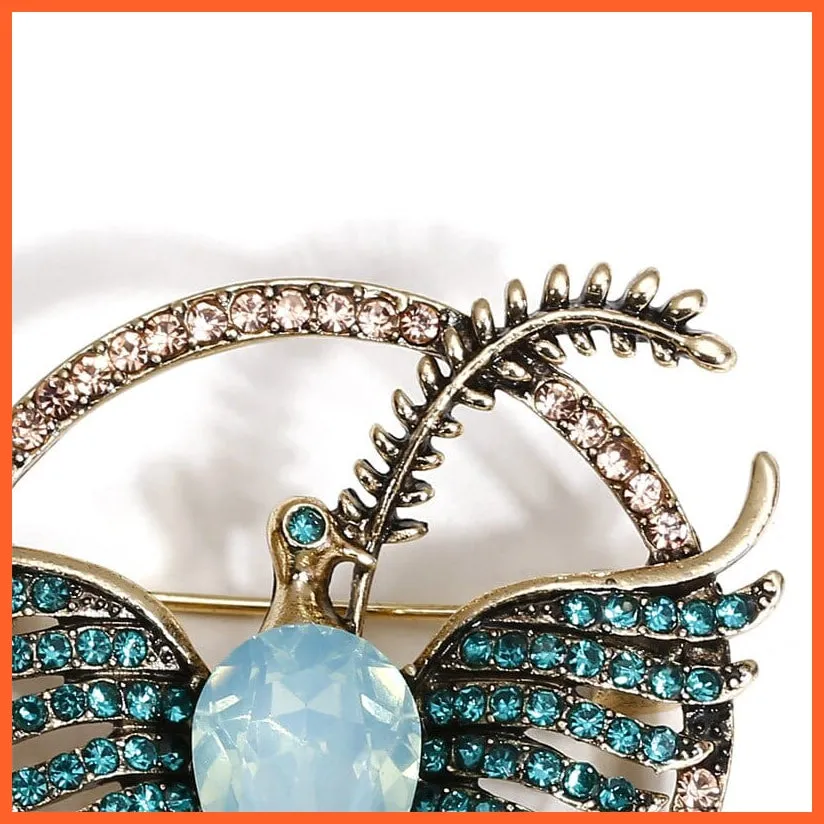Vintage Peace Dove Brooch | Inlaid Rhinestone Glass Brooch