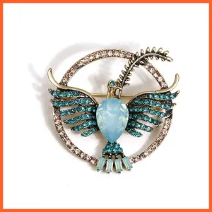 Vintage Peace Dove Brooch | Inlaid Rhinestone Glass Brooch