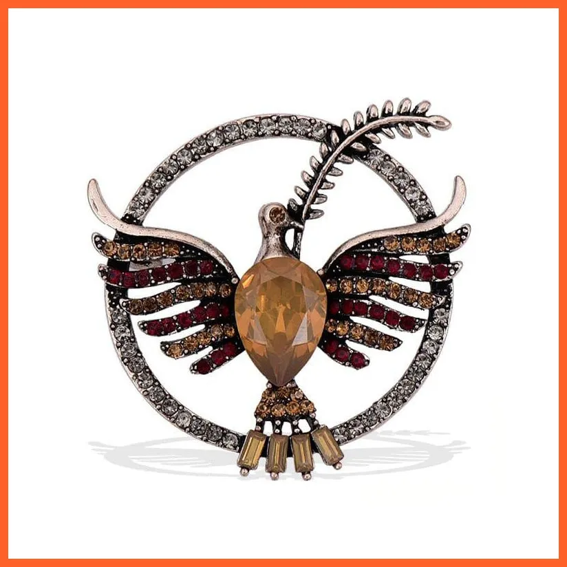 Vintage Peace Dove Brooch | Inlaid Rhinestone Glass Brooch