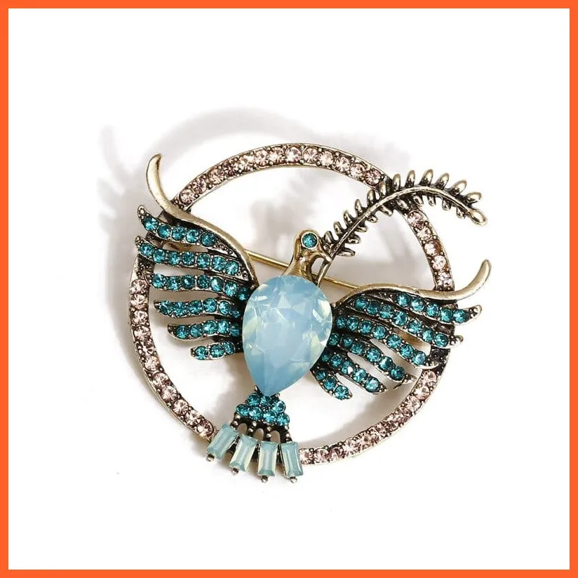 Vintage Peace Dove Brooch | Inlaid Rhinestone Glass Brooch