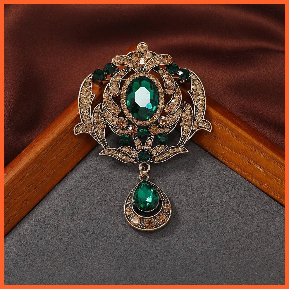 Vintage Royal Crystal Pendant Brooches Pins