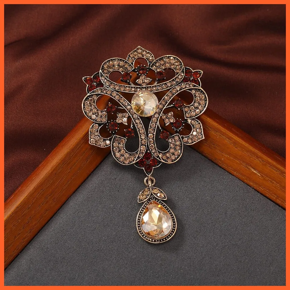 Vintage Royal Crystal Pendant Brooches Pins