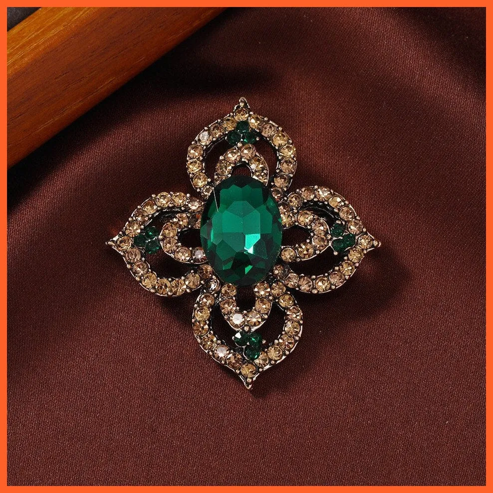 Vintage Royal Crystal Pendant Brooches Pins
